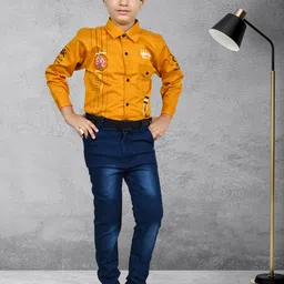 BAESD Boys Printed Shirt Collar Shirt with Jeans-picture-33