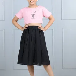 AWW HUNNIE Girls Printed Crop T-shirt With Skirt-image-27
