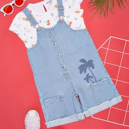 Pantaloons Junior Girls Printed Pure Cotton Top & Dungarees-picture-42