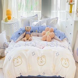 JC HOME Blue & White Printed Double King Bedding Set-picture-40