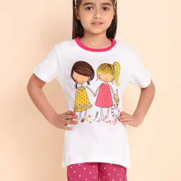 YK Girls Printed Round Neck Short Sleeves T-shirt With Shorts-picture-14