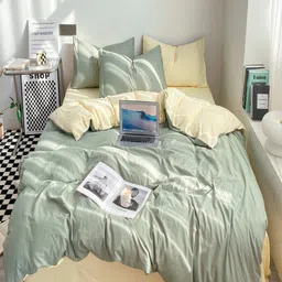 JC HOME Beige & Green Double King Bedding Set-picture-46
