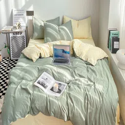JC HOME Beige & Green Single Bedding Set-picture-43