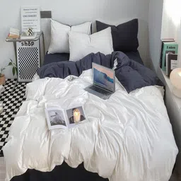 JC HOME Navy Blue & White Double King Bedding Set-picture-39