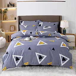 JC HOME Multi Printed 100% Cotton Queen Size Bed sheet With 2 Pillow Covers & A Quilt Cover image 4