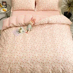 JC HOME Pink Printed Single Pure Cotton Bedding Set image 2
