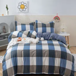 JC HOME Blue & White Self-Design Pure Cotton Bedding Set image 4