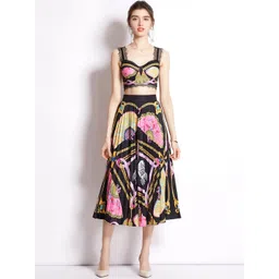 JC Collection Women Black & Yellow Printed Co-Ords image 3