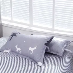 JC HOME Grey & White Striped Double King Bedding Set image 3