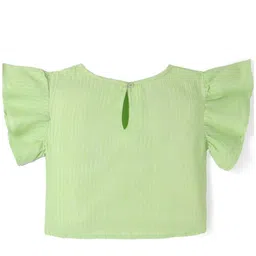 FUNKRAFTS Girls Striped Flutter Sleeves Pure Cotton Top & Shorts image 3