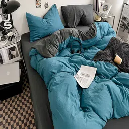 JC HOME Grey & Blue AC Room Single Bedding Set image 5