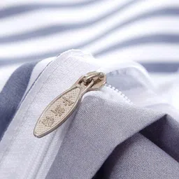 JC HOME Grey & White Striped Double King Bedding Set image 2