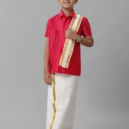 Ramraj Boys Ethnic Shirt and Dhoti With Angavastram image 4