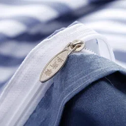 JC HOME Navy Blue & White Printed Double King Bedding Set With Quilt image 5