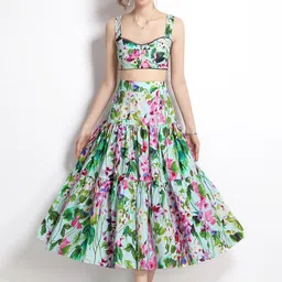 JC Collection Women Green & Pink Printed Co-Ords image 4