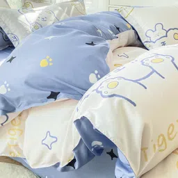 JC HOME Blue & White Printed Double King Bedding Set image 3
