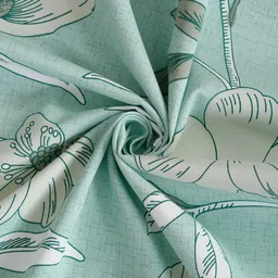 SWAYAM Teal Blue Printed Double King Cotton Bedding Set image 4