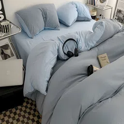 JC HOME Blue 4 Pieces Double King Regular Bedding Set image 3