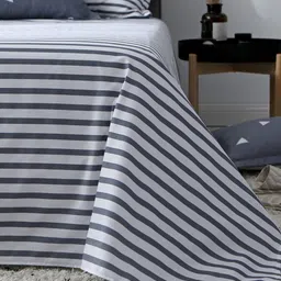 JC HOME Grey & White Striped Double XL Bedding Set image 4