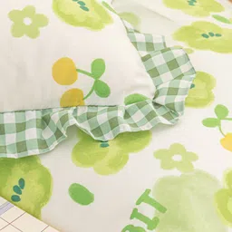 JC HOME White  Green Printed Double Queen Bedding Set image 5