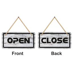 CVANU White & Black Open & Close Painted Sign Board Wooden Wall Decor-picture-29