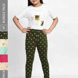 BAESD Girls Pack Of 5 Printed Super Soft Cotton Ankle-Length Leggings-picture-14