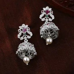 Estele Peacock Shaped Jhumkas Earrings-image-0
