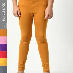 BAESD Girls Pack Of 6 Ankle-Length Cotton Leggings-image-49