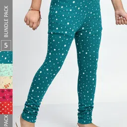 BAESD Girls Pack Of 5 Printed Ankle Length Pure Cotton Leggings-picture-22