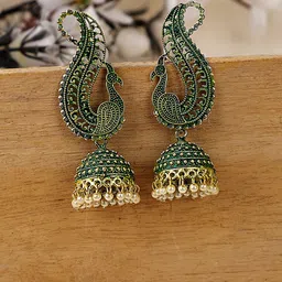 ANIKAS CREATION Peacock Shape Contemporary Jhumkas Earrings-picture-23