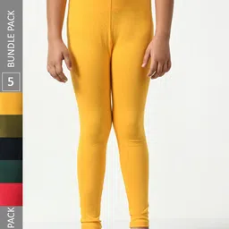 BAESD Girls Pack Of 5 Mid-Rise Churidar-Length Leggings-picture-29