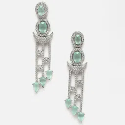 DressBerry Silver-Plated American Diamond-Studded Crescent Shaped Drop Earrings-picture-29