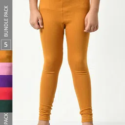 BAESD Girls Pack Of 5 Churidar-length Super Soft Cotton Lycra Leggings-picture-51