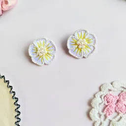 Sangria Beaded Bohemian Floral Stud Earrings-picture-32