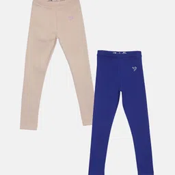 TWIN BIRDS Girls Pack Of 2 Solid Pure Cotton Tailored-Fit Ankle-Length Leggings-picture-31