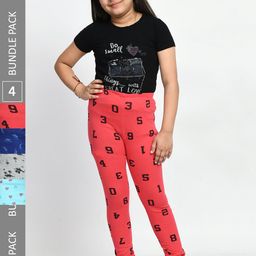 BAESD Girls Pack of 4 Printed Pure Cotton Leggings-picture-11