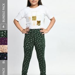 BAESD Girls Pack Of 4 Printed Churidar Length Pure Cotton Leggings-picture-13