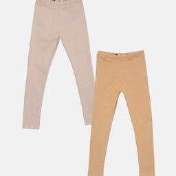 TWIN BIRDS Girls Pack Of 2 Solid Pure Cotton Tailored-Fit Ankle-Length Leggings-picture-32