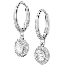 SWAROVSKI Silver-Toned White Crystal-Studded Hoop Earrings-picture-37