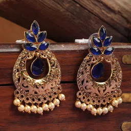 ANIKAS CREATION Gold-Plated Contemporary Drop Earrings-picture-46