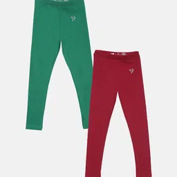TWIN BIRDS Girls Pack Of 2 Ankle-Length Pure Cotton Leggings-image-60