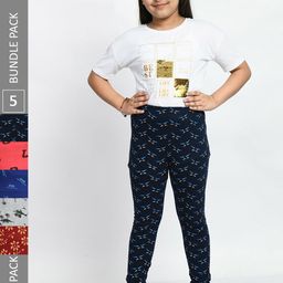 BAESD Girls Pack Of 5 Printed Cotton Ankle-Length Leggings-picture-18