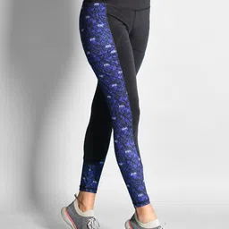 Athlizur Women Black & Blue Batman Printed High Waist Leggings-picture-14
