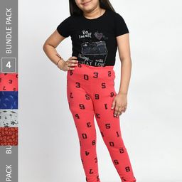 BAESD Girls Pack of 4 Printed Pure Cotton Leggings-picture-27