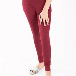 indian flower Girls Maroon Solid Churidar Length Leggings-picture-29