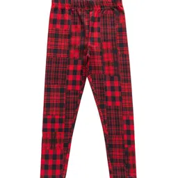 JusCubs Girls Checked Cotton Ankle-Length Leggings-image-3