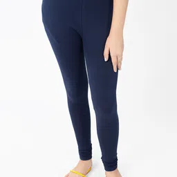 indian flower Girls Navy Blue Solid Churidar-Length Leggings-picture-36