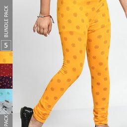 BAESD Girls Pack Of 5 Printed Cotton Ankle-Length Leggings-picture-16