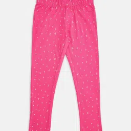 Pantaloons Junior Girls Fuchsia Pink Printed Pure Cotton Jeggings-picture-27