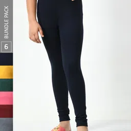 BAESD Girls Pack Of 6 Mid-Rise Churidar-Length Leggings-picture-18